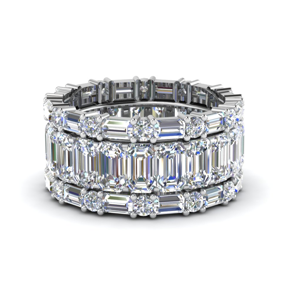 Emerald Cut Eternity Stackable Band