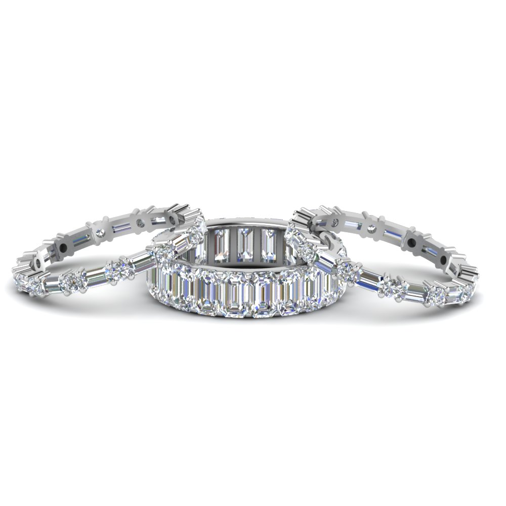 Emerald Cut Eternity Band With Matching Baguette And Round