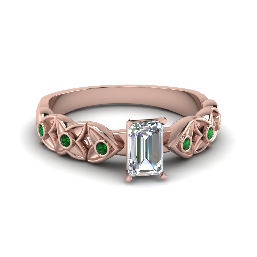 Emerald Cut Diamond & Emerald Rings