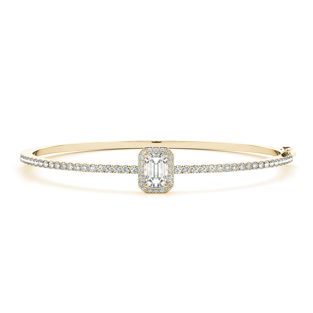 Emerald Halo Diamond Bangle Bracelet