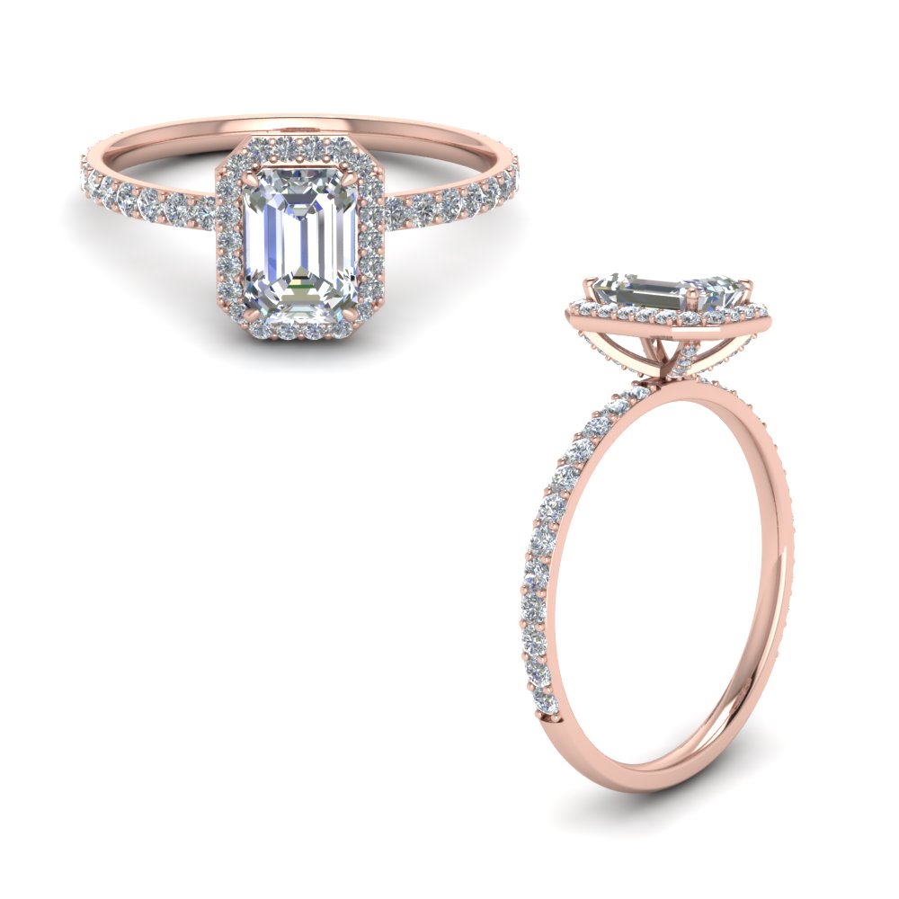 Emerald Cut Halo Diamond Ring