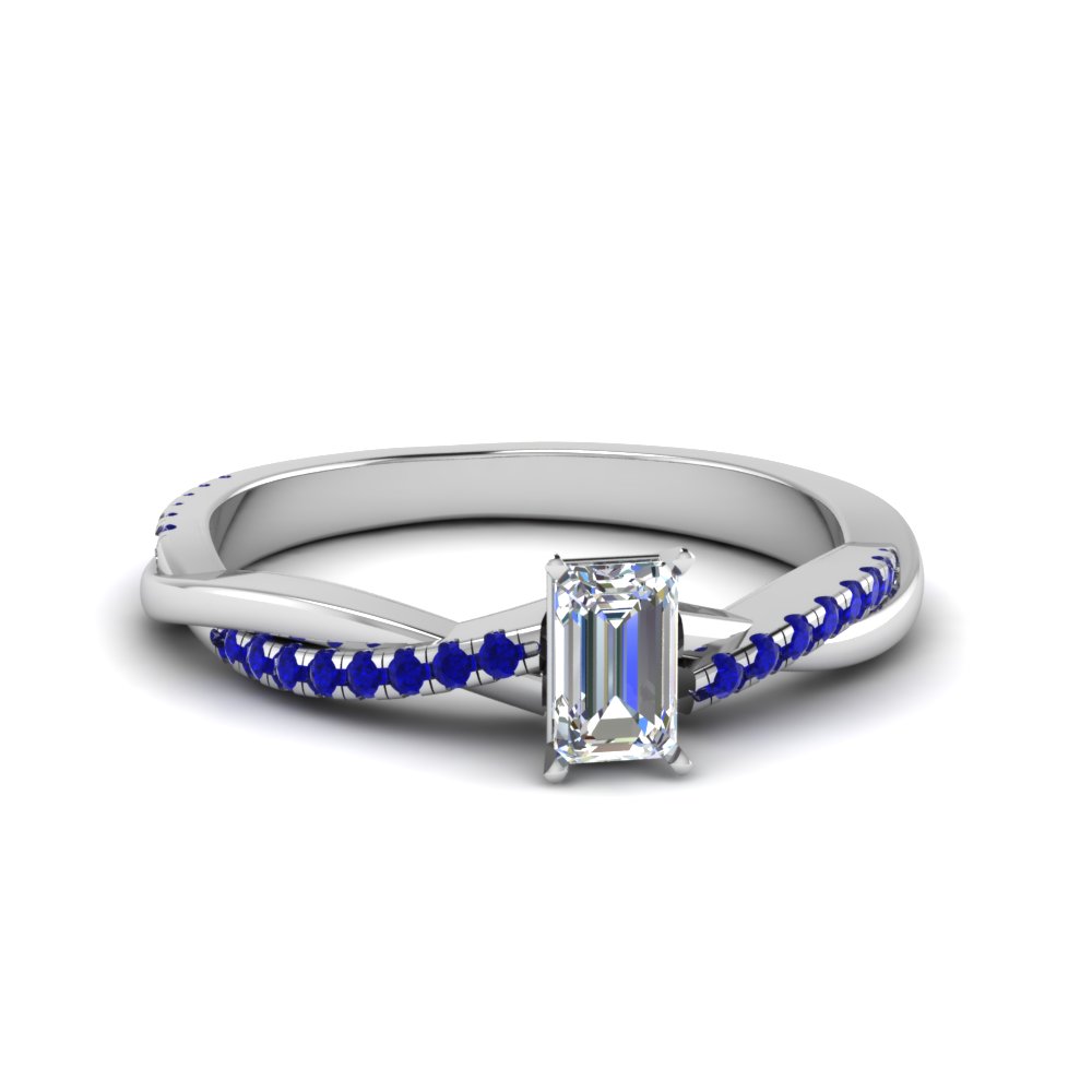 Emerald Cut Twist Sapphire Ring
