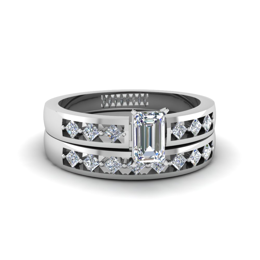 Emerald Cut Diamond Women Wedding Ring Set