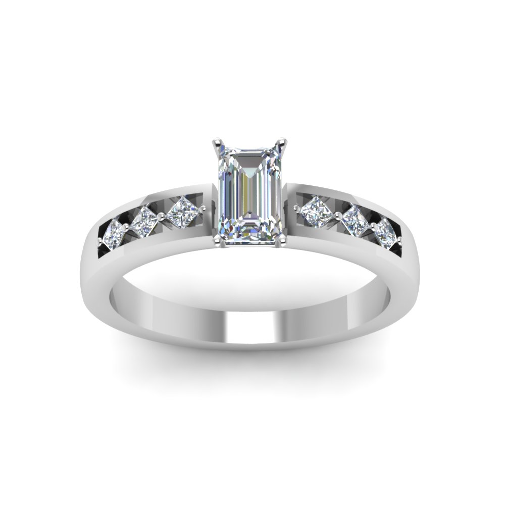 Emerald Cut Kite Set Diamond Engagement Ring For Women In 14K White ...