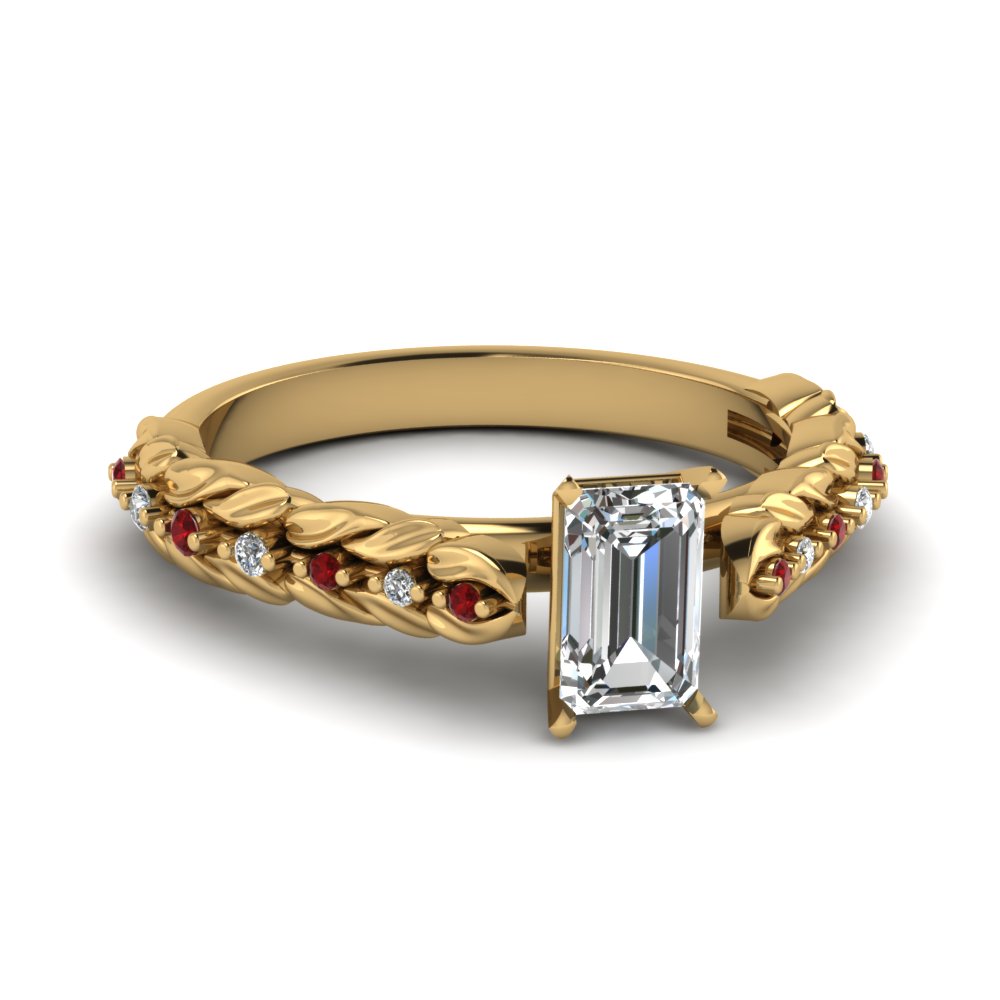 Emerald Cut Ruby Engagement Rings