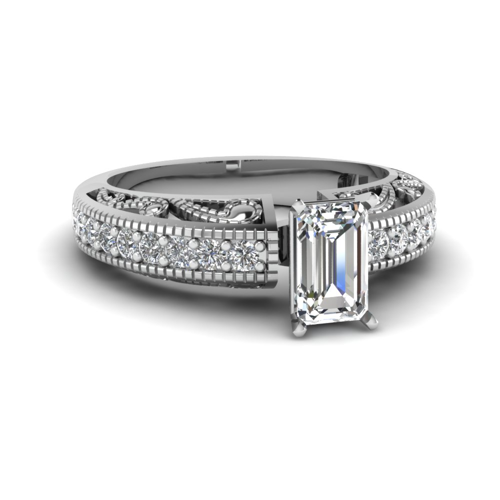 3/4 Karat Emerald Cut Diamond Engagement Rings