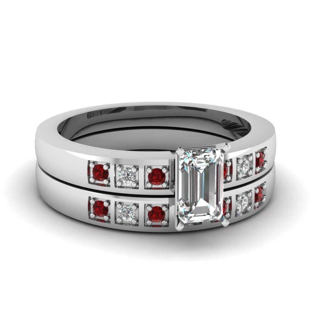0.50 Ct. Emerald Cut Diamond Wedding Ring Set