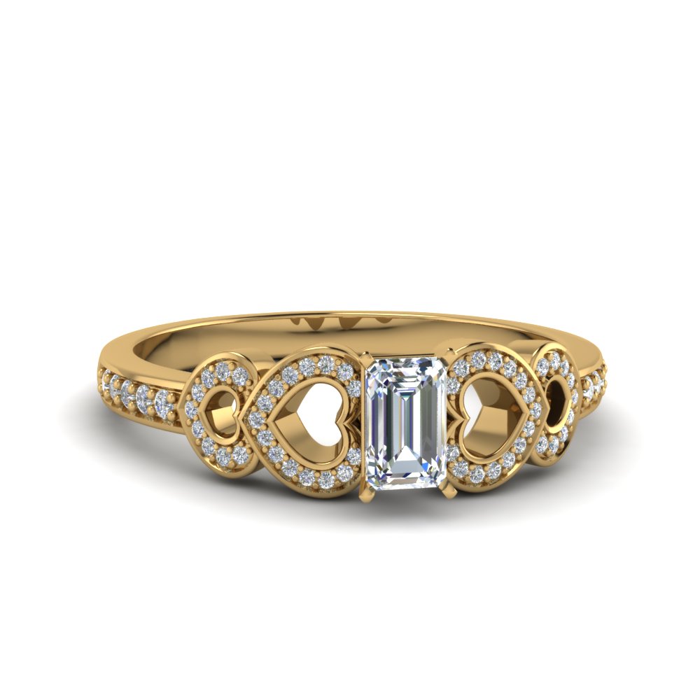 Gold Emerald Cut Side Stone Rings