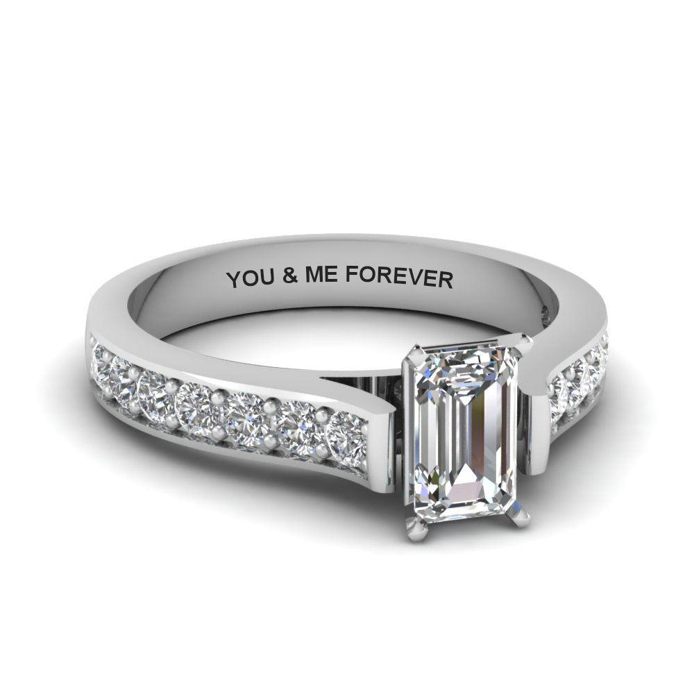emerald cut personalized pave accent diamond engagement ring in FDENS1102EMR NL WG EG