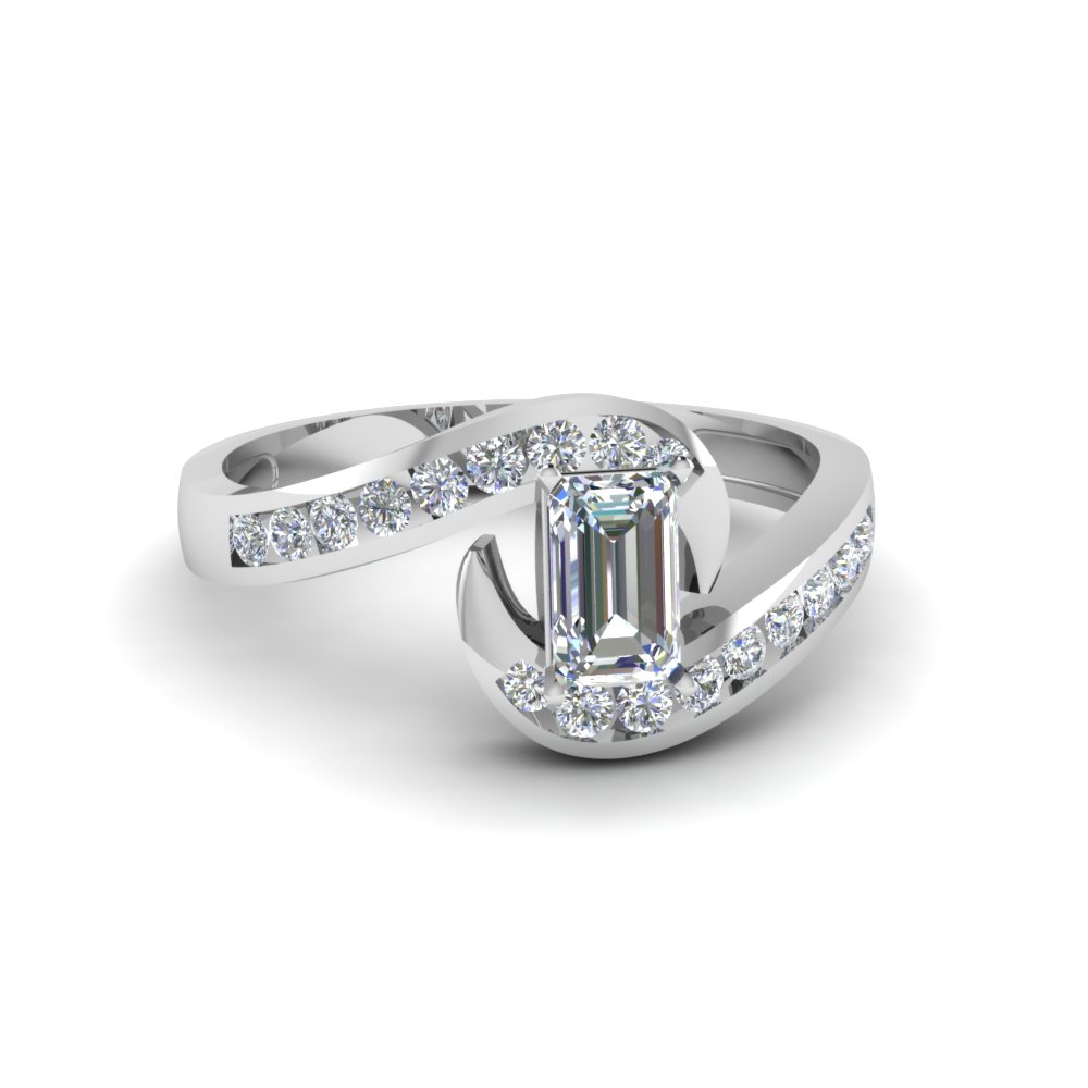 channel set emerald cut diamond band