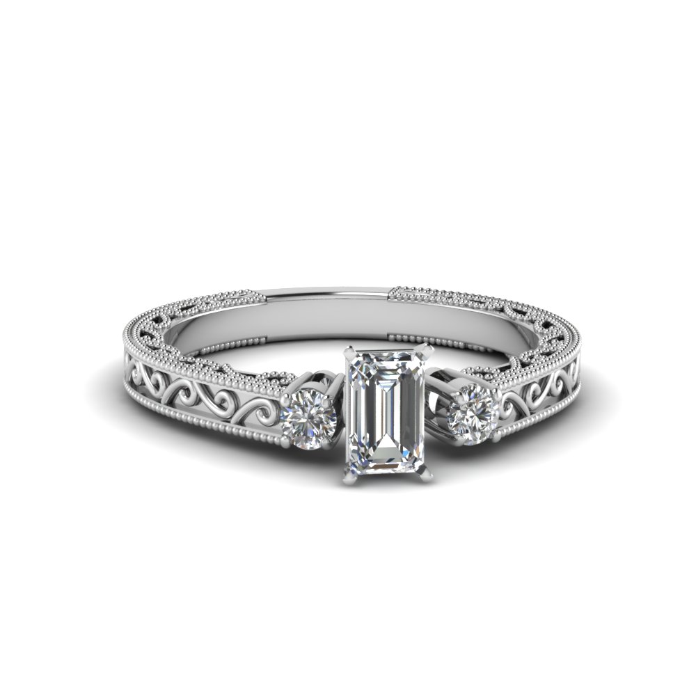 Vintage Style 3 Stone Engagement Ring