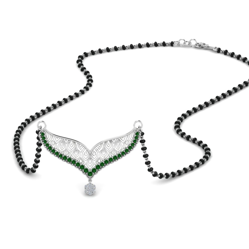 Emerald Filigree Mangalsutra With Beads