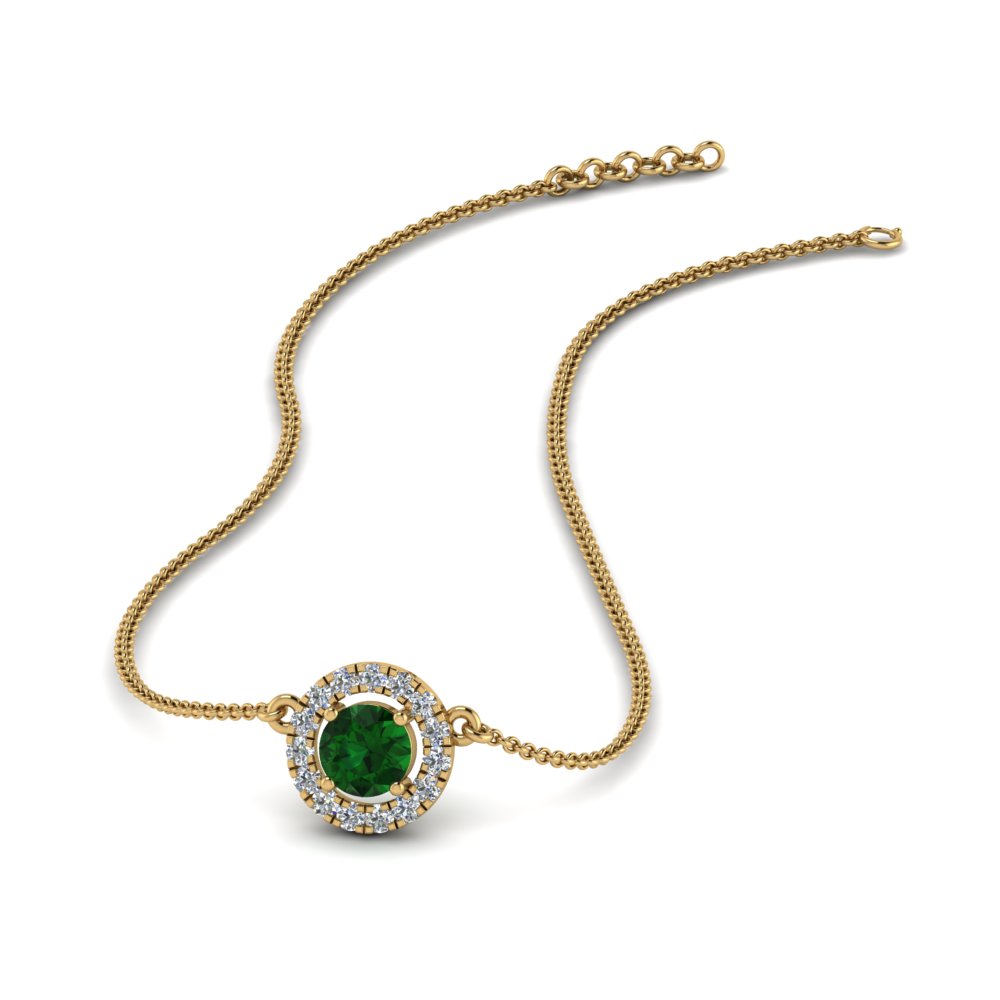 Emerald Halo Pendant Necklace
