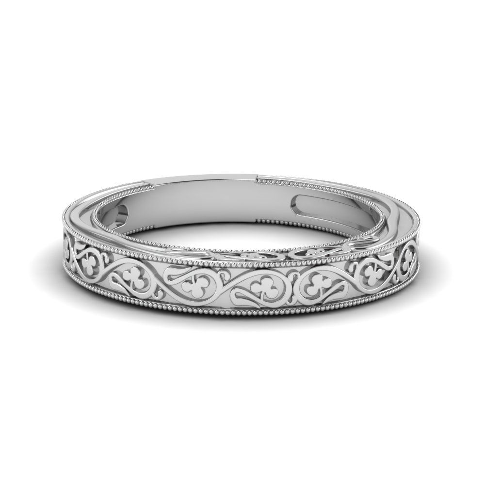 Engraved Filigree Vintage Wedding Band 