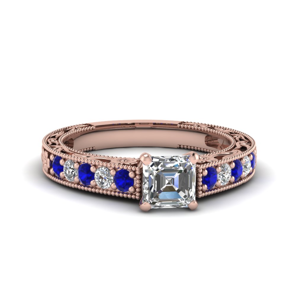 Asscher Cut Sapphire Engagement Rings