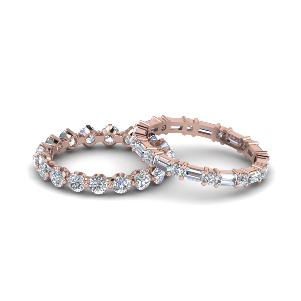 Eternity Diamond Stacked Bands In 18K 