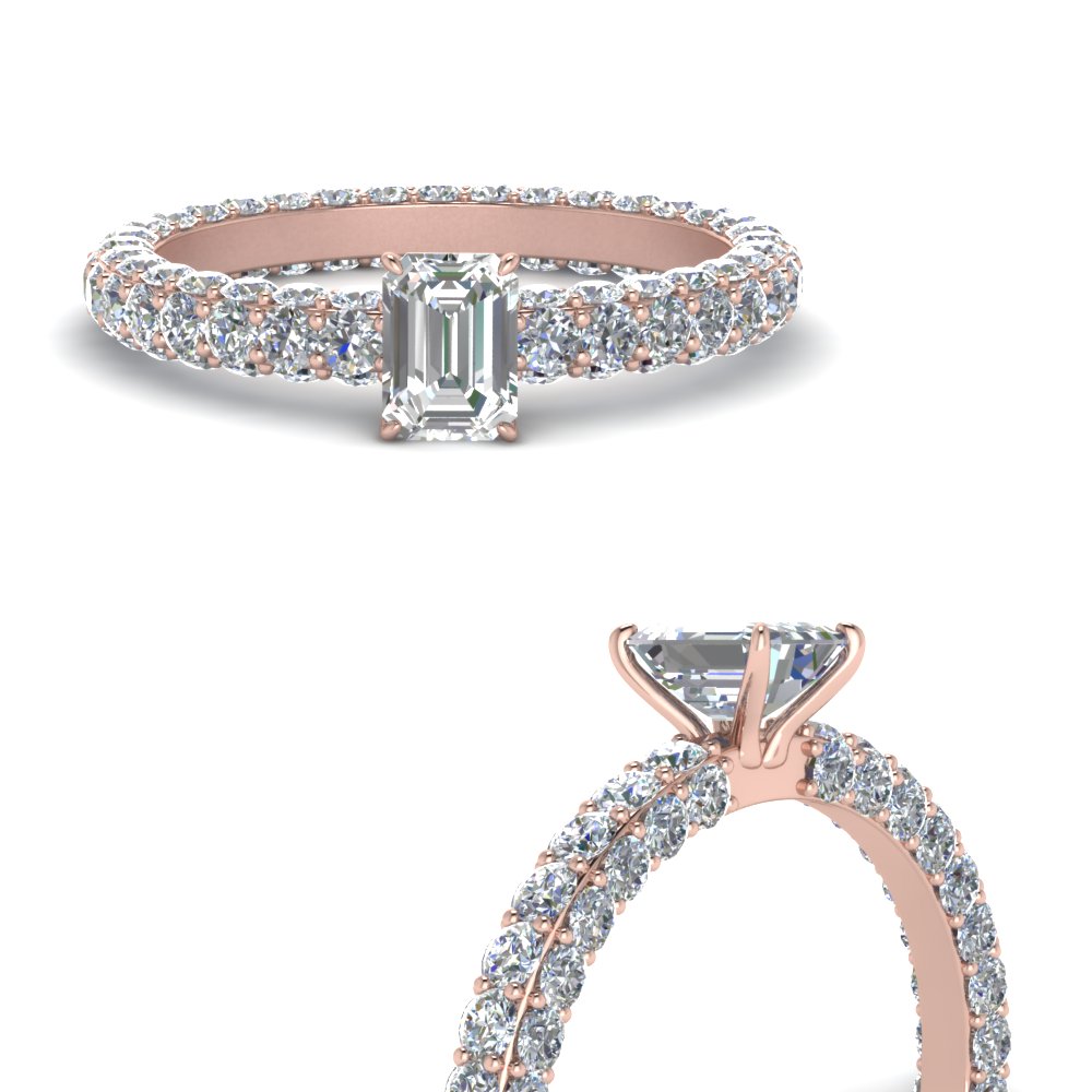 Emerald Cut Diamond Side Stone Rings