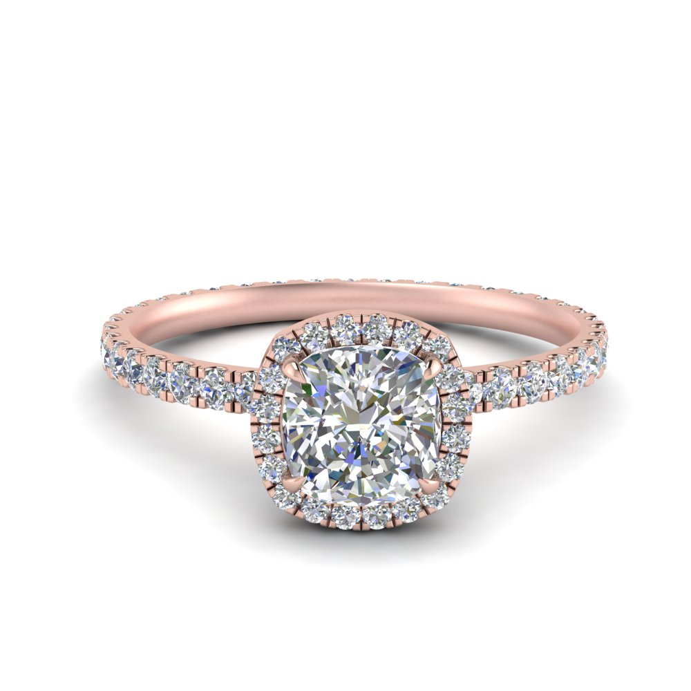 2 Carat Man Made Eternity Halo Engagement Ring with 14K Rose Gold White Diamond