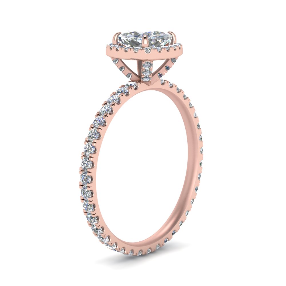 2 Carat Man Made Eternity Halo Engagement Ring with 14K Rose Gold White Diamond