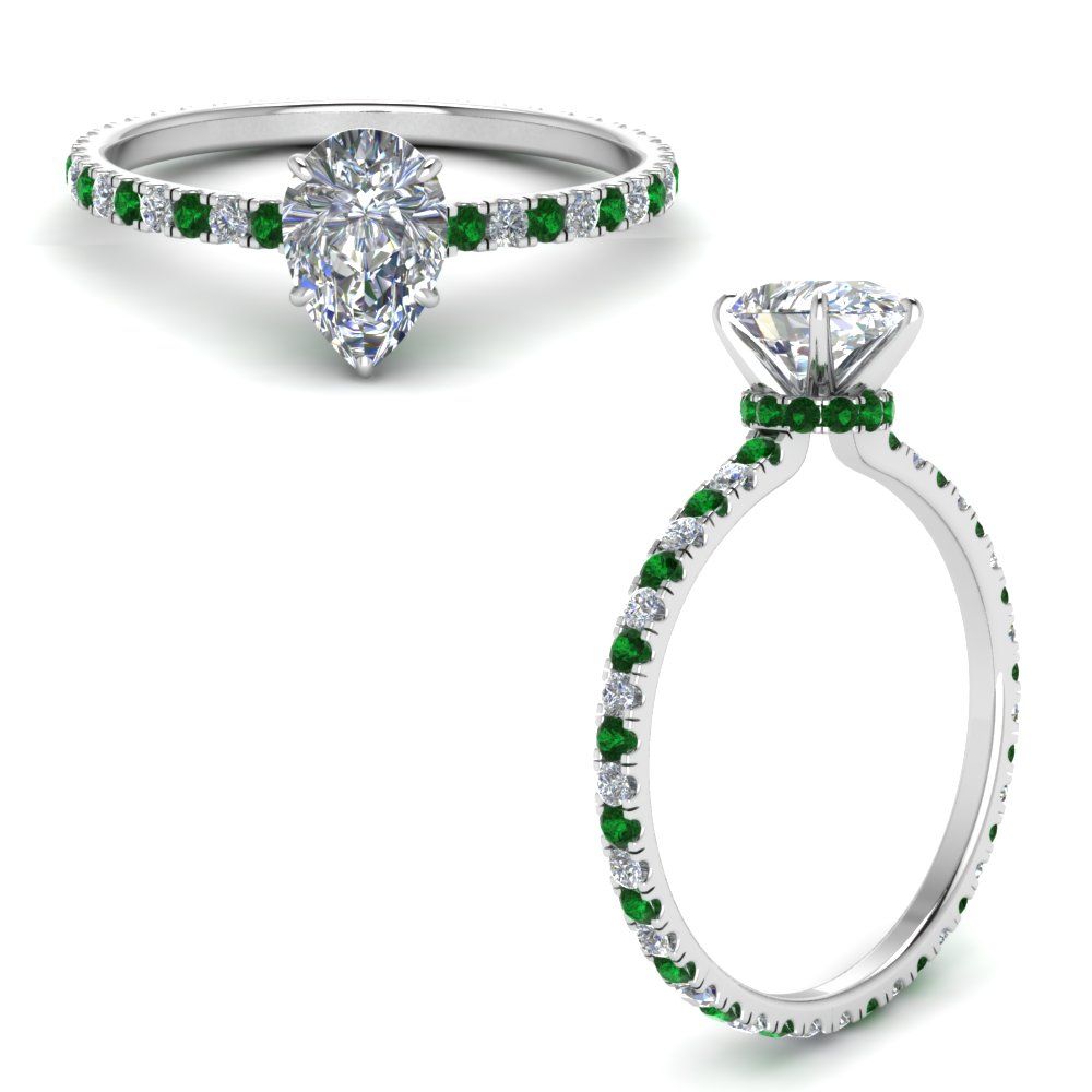 Pear Shaped Petite Emerald Rings