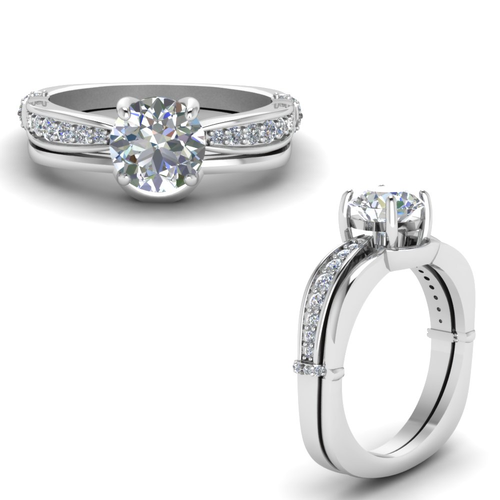 Euro Shank Pave Diamond Wedding Set In 14K White Gold | Fascinating ...