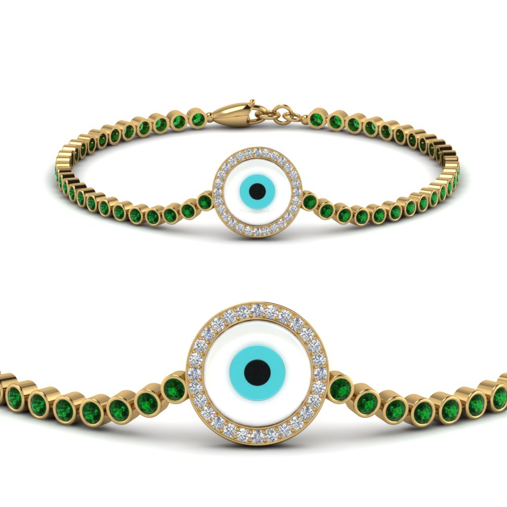 Gold Evil Eye Emerald Bracelet
