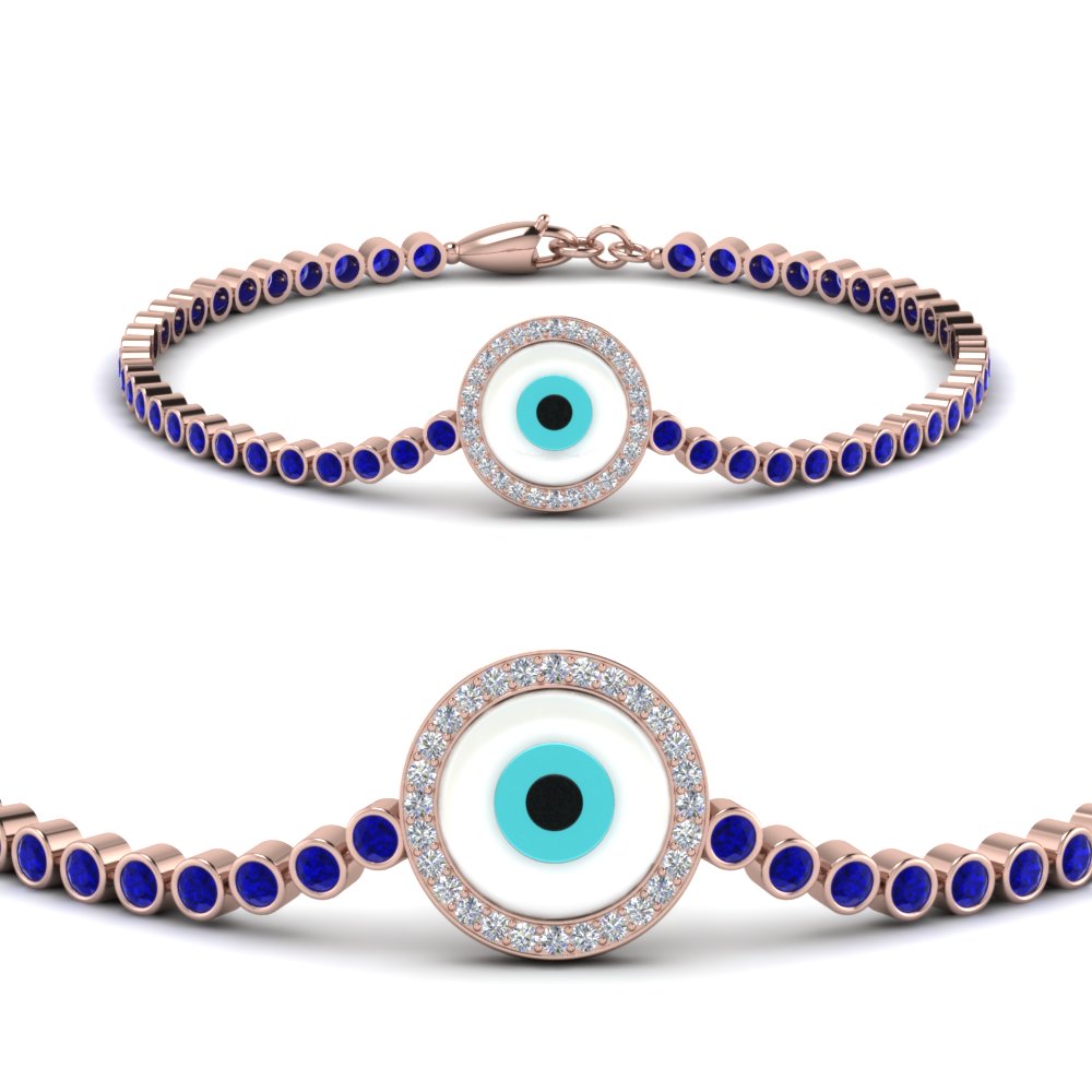 Evil Eye Bezel Set Diamond Bracelet