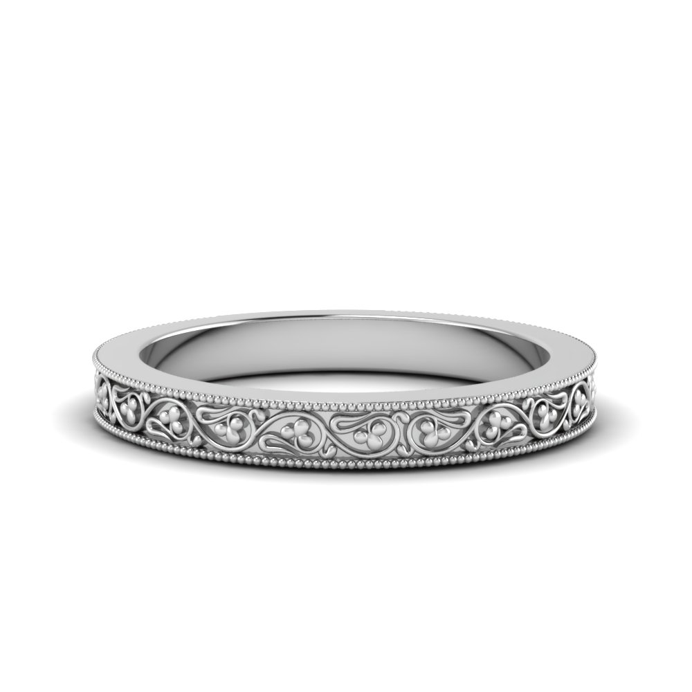 Filigree Antique Wedding Band In 950 Platinum | Fascinating Diamonds