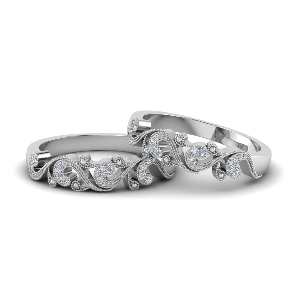 Filigree Lesbians Pride Diamond Wedding  Band In Sterling 