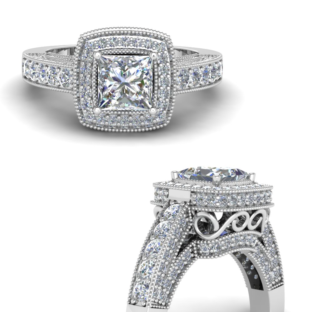 Engagement Proposal Diamond Ring  Antique Diamond Ring  Bezal Set Diamond Ring  Filigree Shank Diamond Ring  Unique Diamond Ring