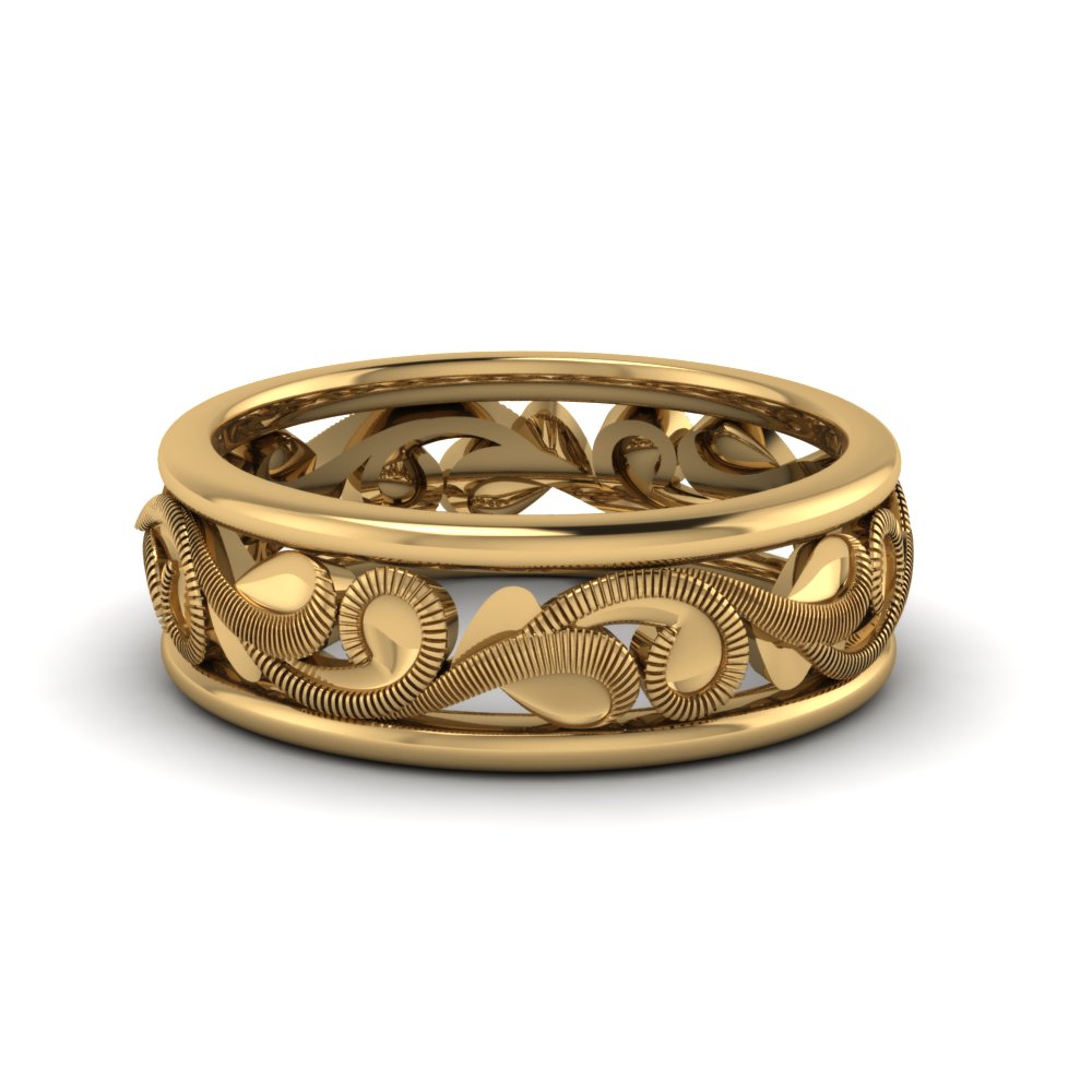 Filigree Eternity Wedding Band In 14K Yellow Gold