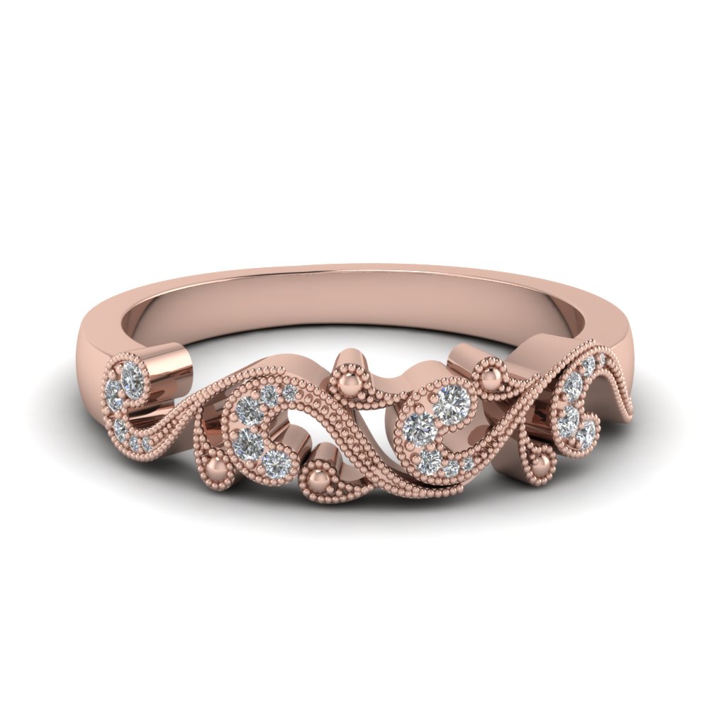 Filigree Diamond Wedding Anniversary Gifts In 18k Rose Gold