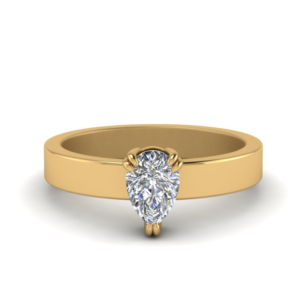 Gold Pear Diamond Solitaire Rings