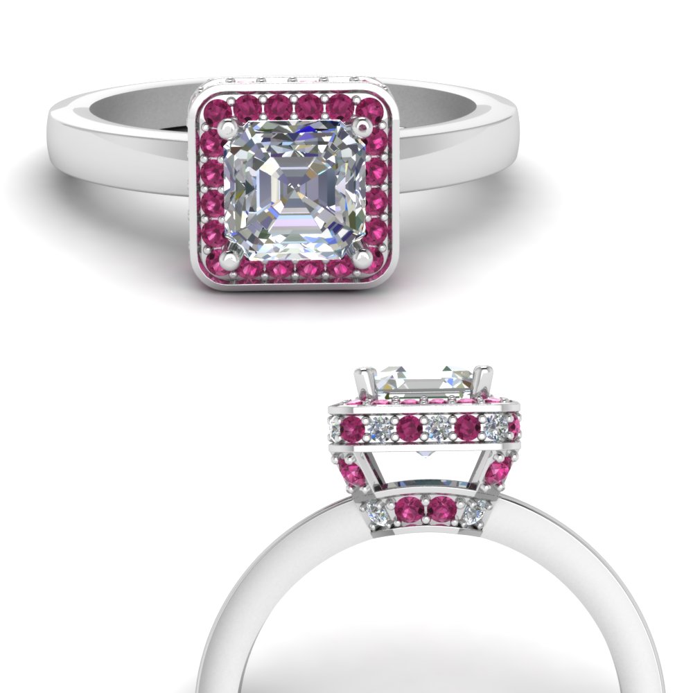 flat square under halo asscher cut diamond engagement ring with pink sapphire in FDENR7406ASRGSADRPIANGLE3 NL WG.jpg