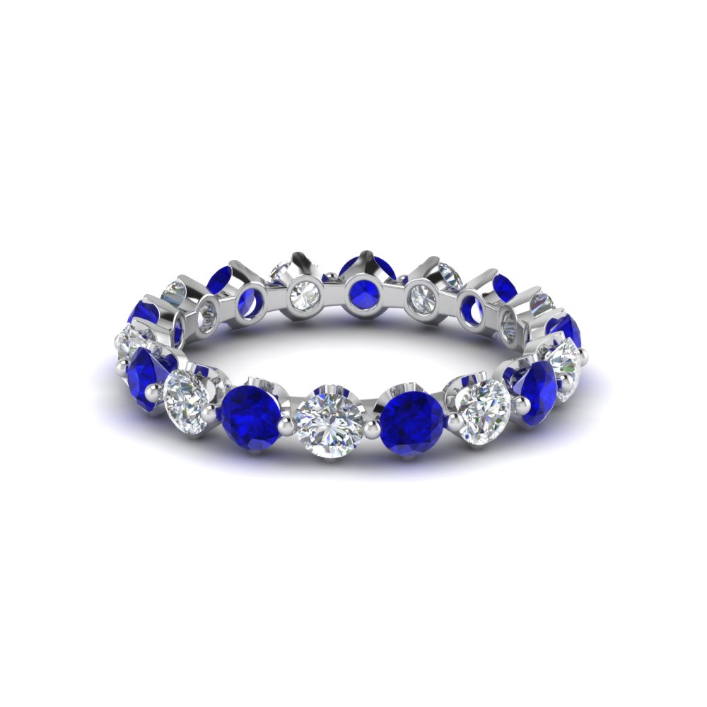 floating diamond eternity band for women with sapphire in 950 Platinum FD8072BGSABL NL WG