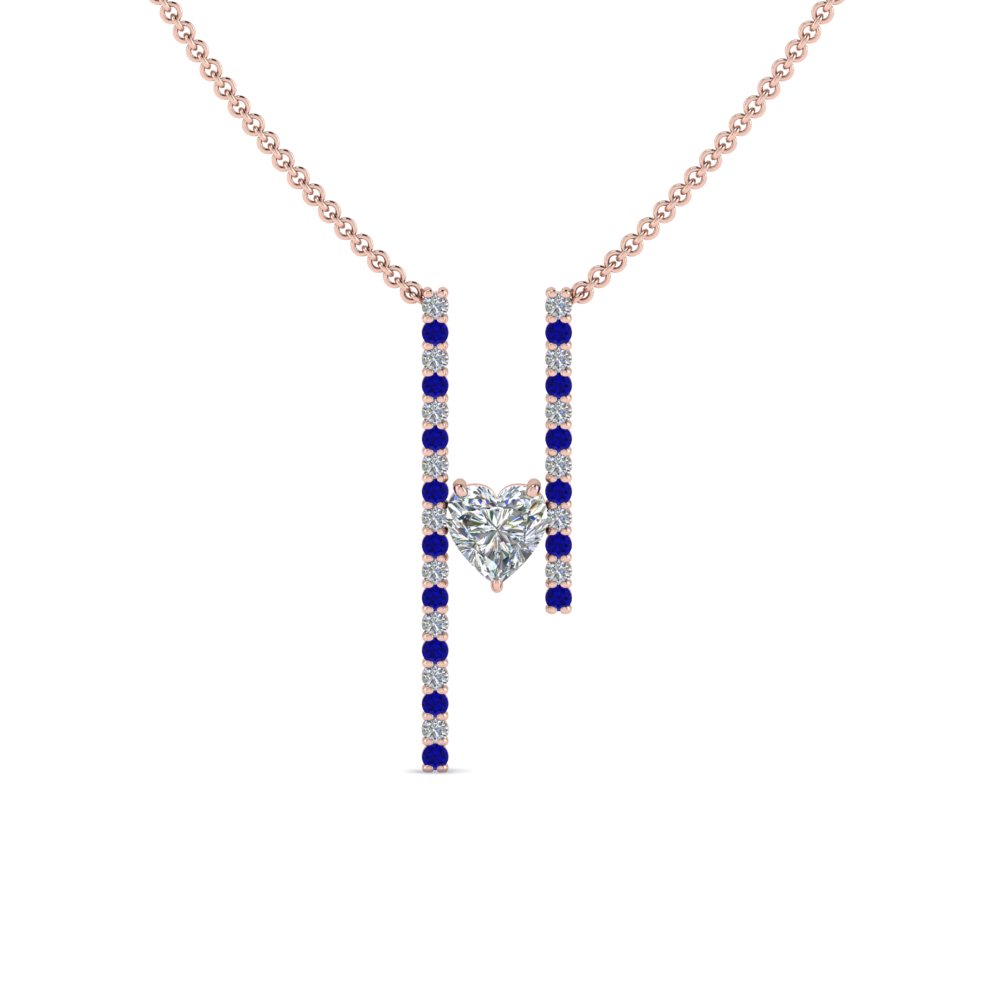 Floating Heart Diamond Bar Necklace