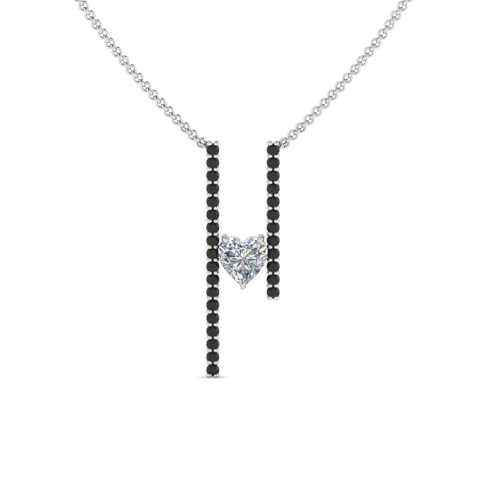 floating necklace gift pendant with black diamond in FDPD8492HTGBLACKANGLE2 NL WG