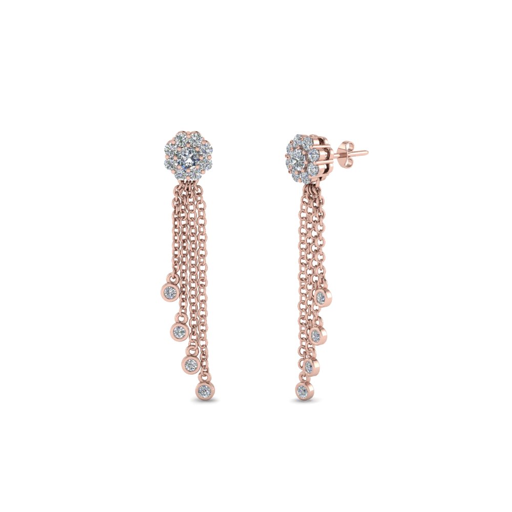 floral diamond tassel earring in 14K rose gold FDEAR8436 NL RG