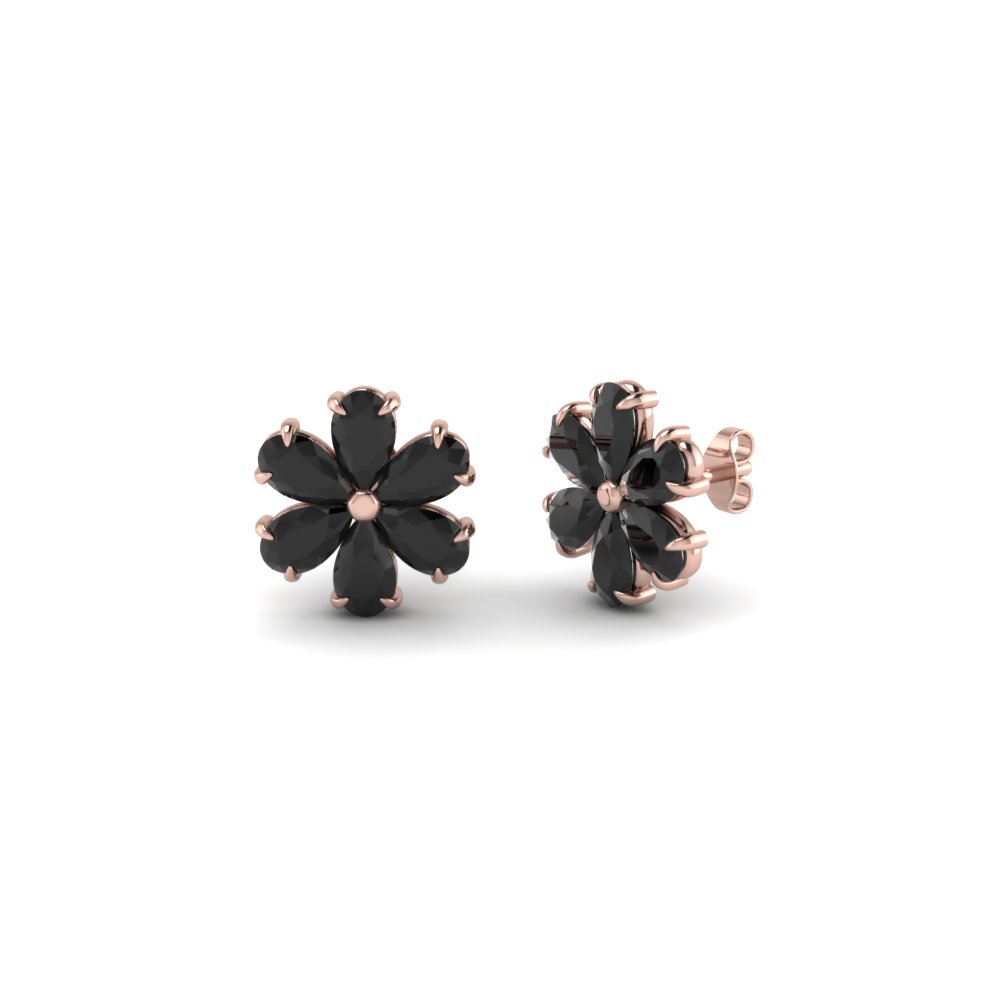 5 Black Diamond Earrings Rose Gold Studs Curved Crawler Earrings  La More  Design