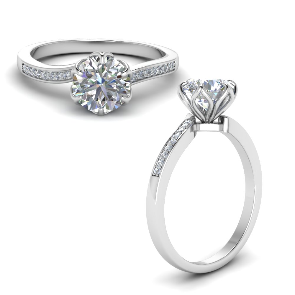Floral Prong Swirl Diamond Ring