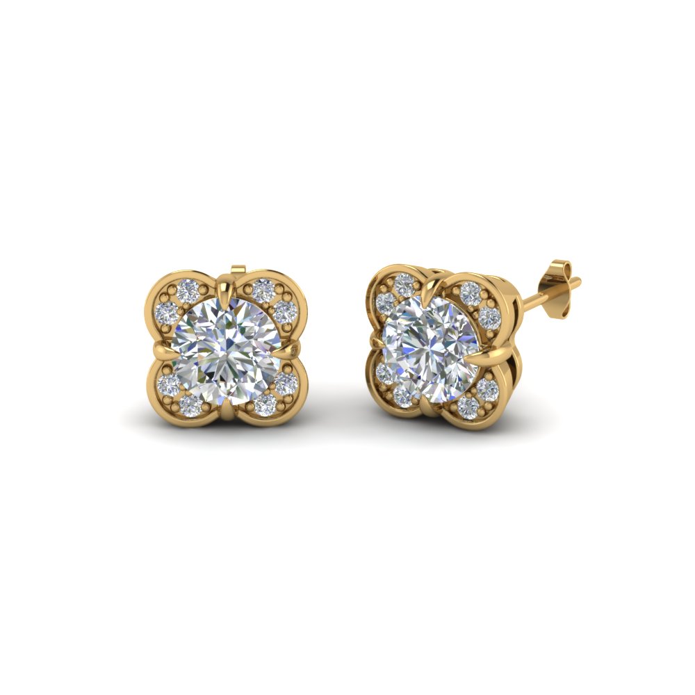 14K Solid Gold Stud Earring, Studs, Diamond Stud Earrings