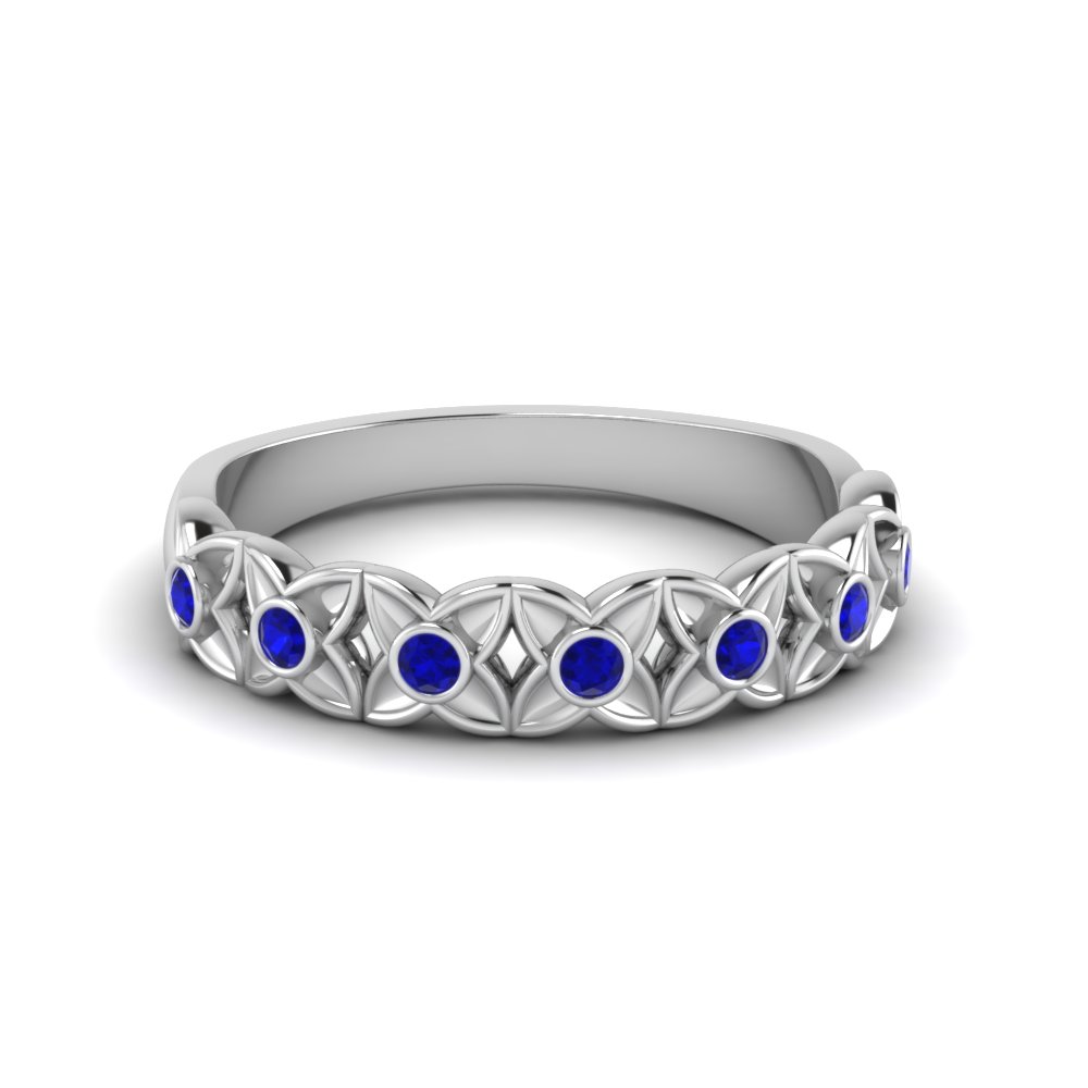 Sapphire Floral Wedding Band