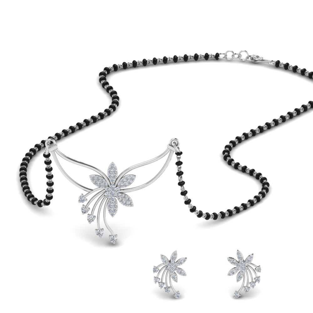 Floral Mangalsutra With Earring Set