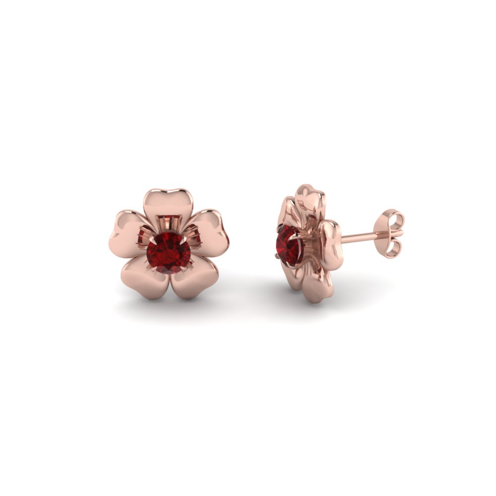 Ruby flower deals stud earrings