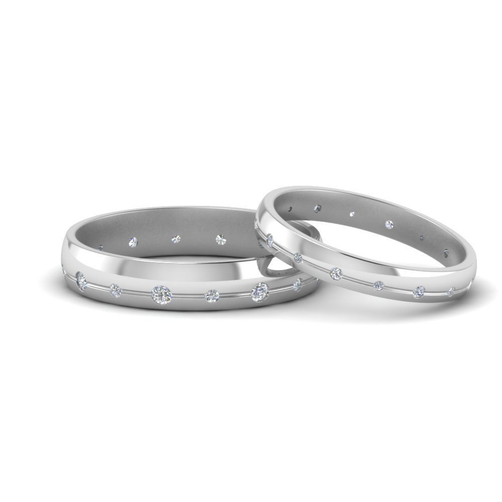 flush set his and hers matching band in 14K white gold FD8862B NL WG