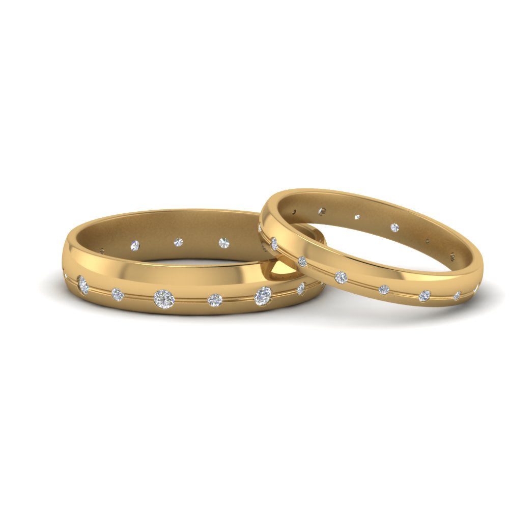 flush set his and hers matching band in 14K yellow gold FD8862B NL YG