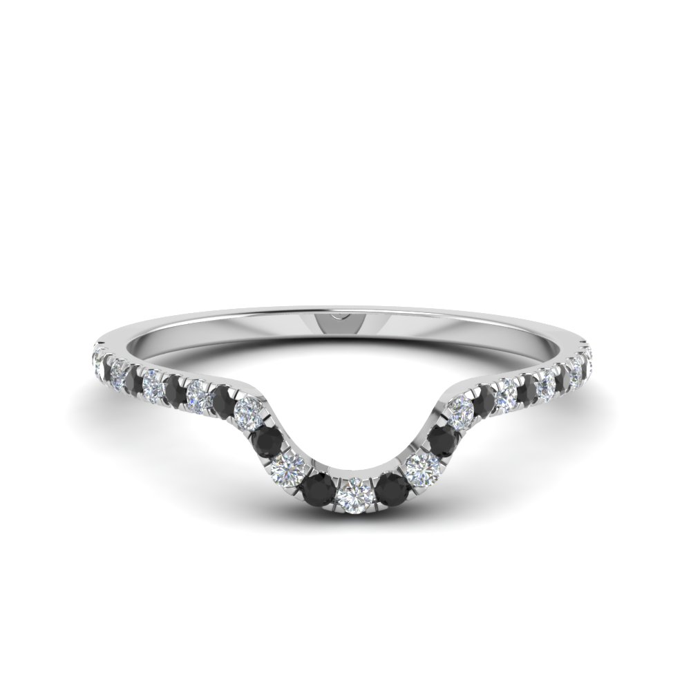 black diamond curved wedding band