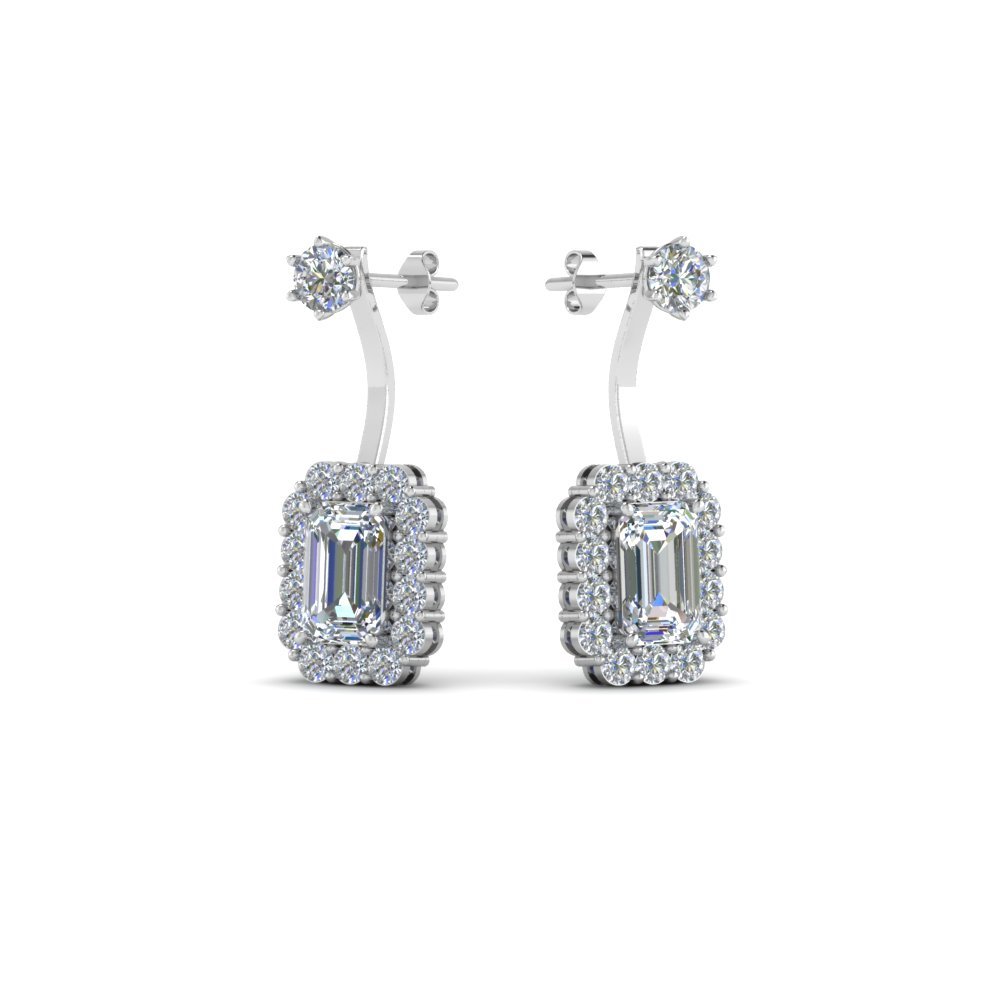Front Back Diamond Earring In 14K White Gold | Fascinating Diamonds