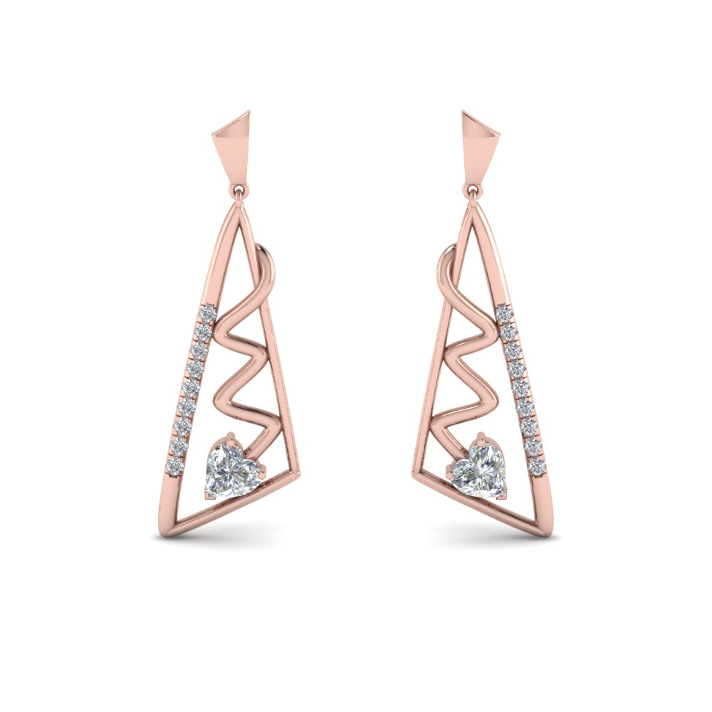 geometric diamond drop earring in 14K rose gold FDEAR8840 NL RG