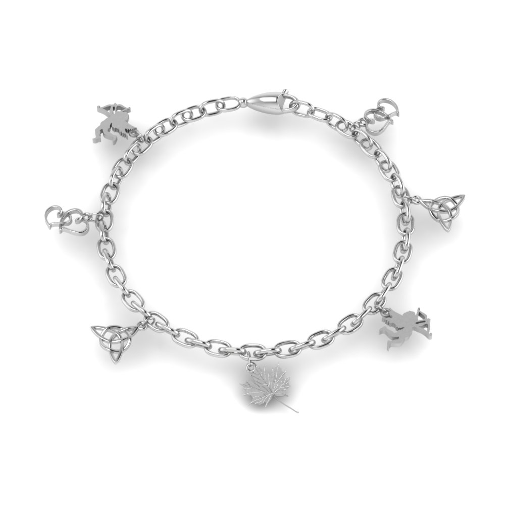 love symbol charm bracelet for girls in FDBRC8658ANGLE2 NL WG